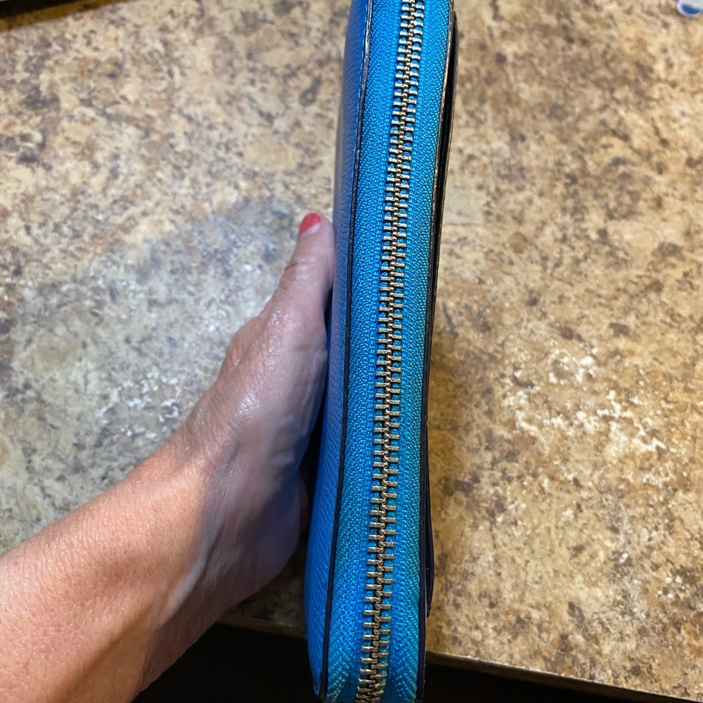 Coach Blue and Black Leather Wallet - Picture 3 of 5